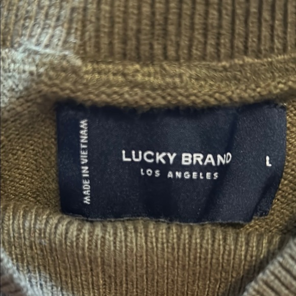 Lucky Brand Crewneck Sweater in Green and Gray Stripes - Picture 3 of 3